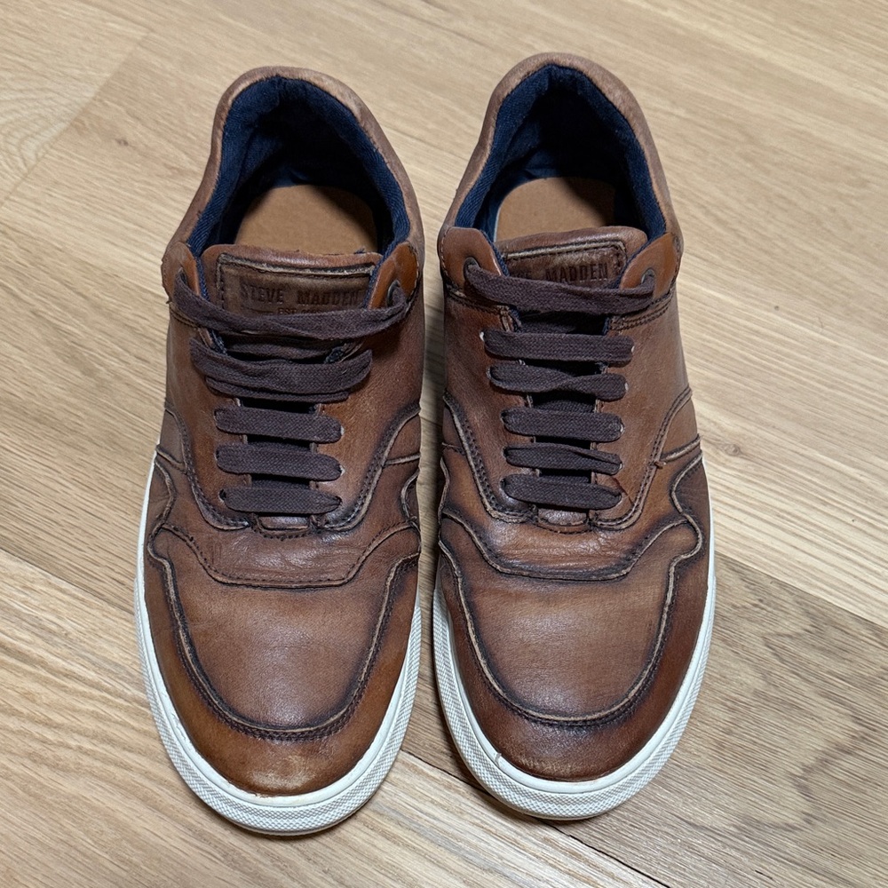 Steve Madden Men's Brown Leather Sneakers